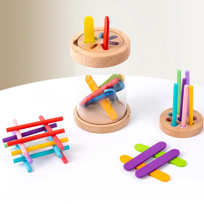 RegenbogenSpiel Montessori Sortierspielzeug – Stäbchen und Deckel